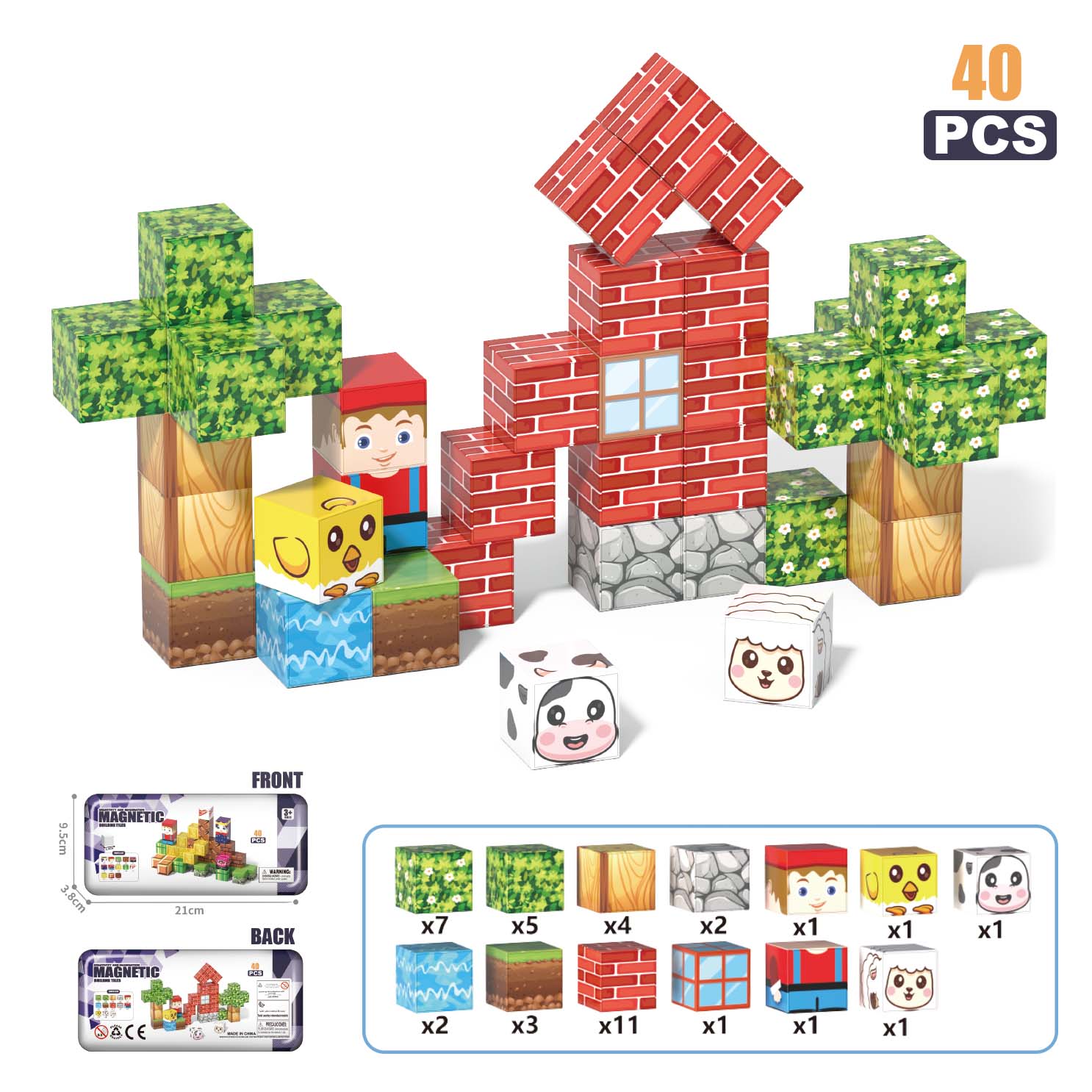 Magnetic Building Blocks Set (40 PCS)