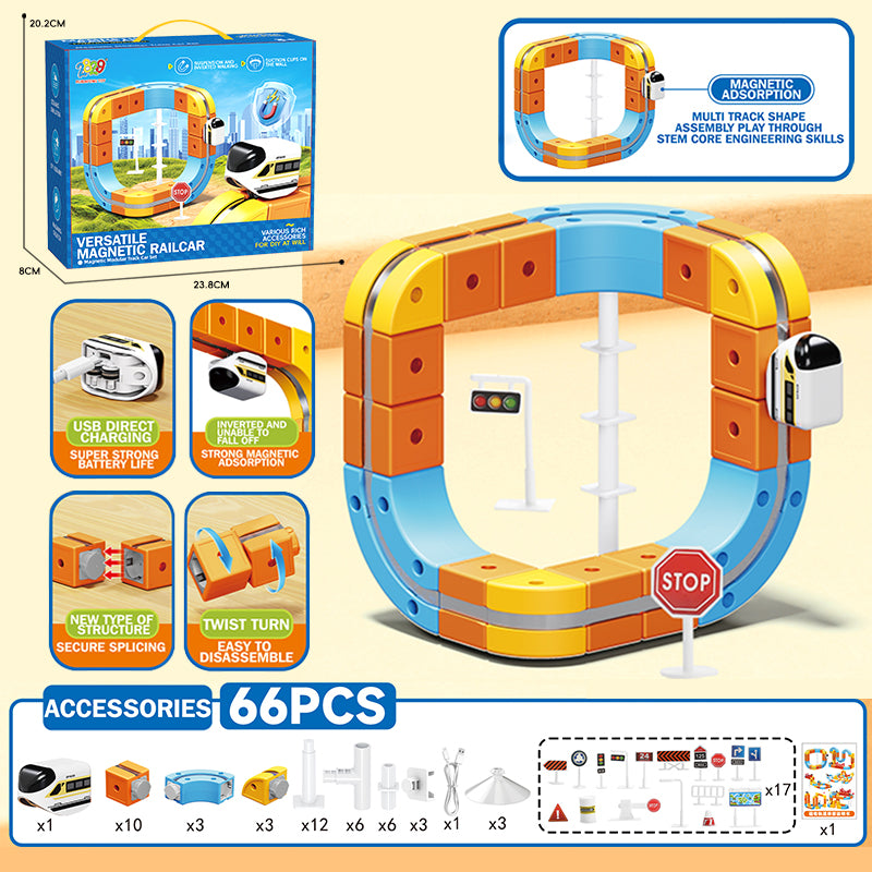 Versatile Magnetic Railcar Set (66 PCS)
